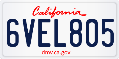 CA license plate 6VEL805