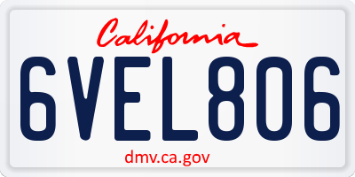 CA license plate 6VEL806