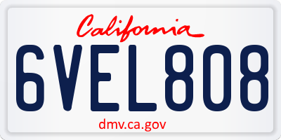 CA license plate 6VEL808