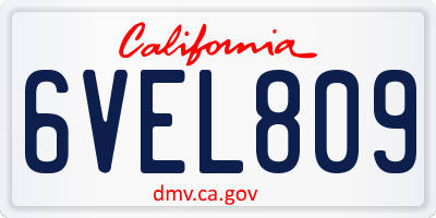 CA license plate 6VEL809