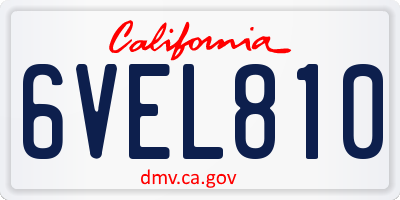 CA license plate 6VEL810