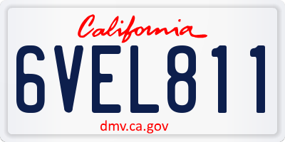 CA license plate 6VEL811
