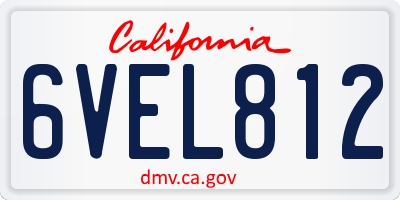 CA license plate 6VEL812
