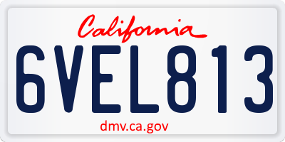 CA license plate 6VEL813