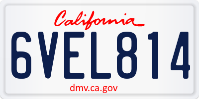 CA license plate 6VEL814