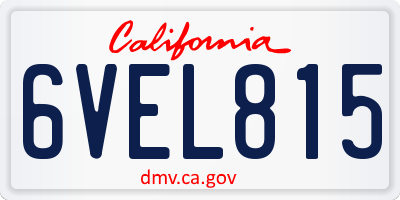 CA license plate 6VEL815