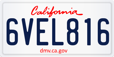 CA license plate 6VEL816