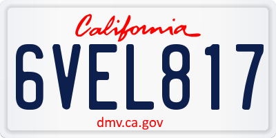 CA license plate 6VEL817