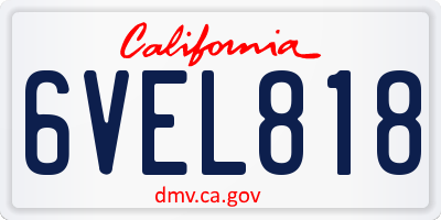 CA license plate 6VEL818