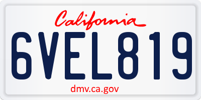 CA license plate 6VEL819