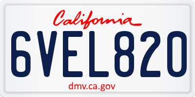 CA license plate 6VEL820
