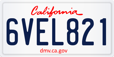 CA license plate 6VEL821