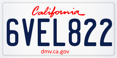 CA license plate 6VEL822