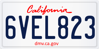 CA license plate 6VEL823
