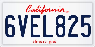 CA license plate 6VEL825