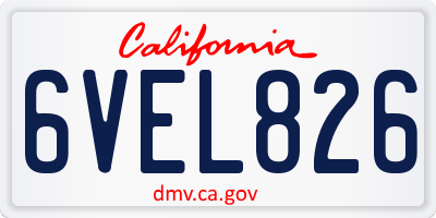 CA license plate 6VEL826