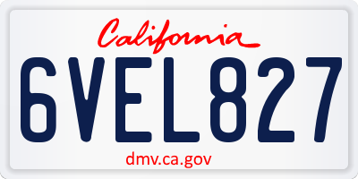 CA license plate 6VEL827