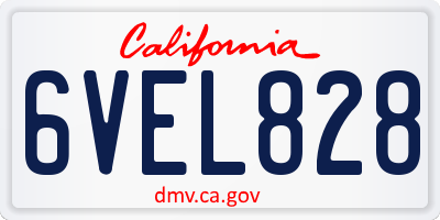 CA license plate 6VEL828