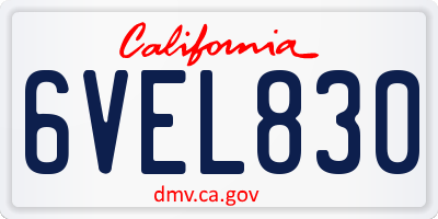 CA license plate 6VEL830