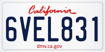 CA license plate 6VEL831