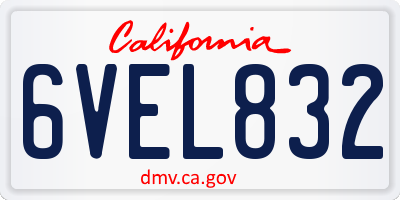 CA license plate 6VEL832