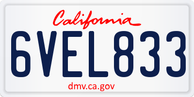 CA license plate 6VEL833