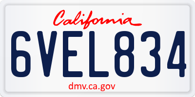 CA license plate 6VEL834