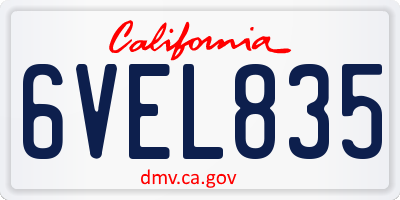 CA license plate 6VEL835