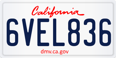 CA license plate 6VEL836