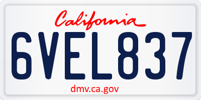 CA license plate 6VEL837