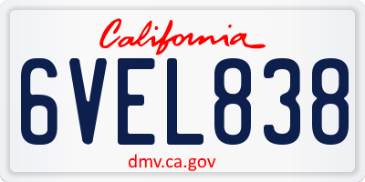 CA license plate 6VEL838