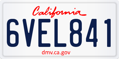 CA license plate 6VEL841