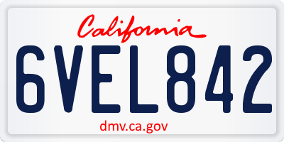 CA license plate 6VEL842
