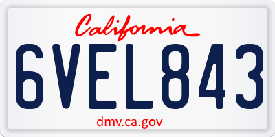 CA license plate 6VEL843