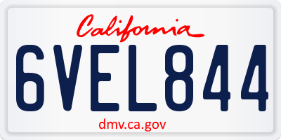 CA license plate 6VEL844