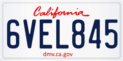 CA license plate 6VEL845
