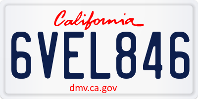 CA license plate 6VEL846
