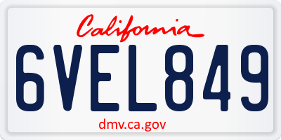 CA license plate 6VEL849