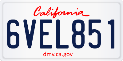 CA license plate 6VEL851