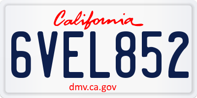 CA license plate 6VEL852