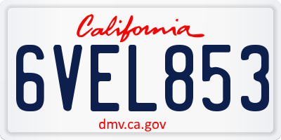 CA license plate 6VEL853