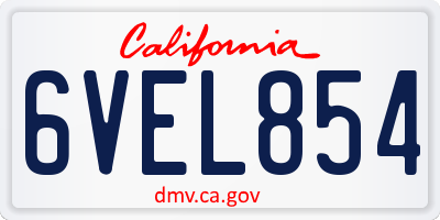 CA license plate 6VEL854