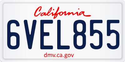 CA license plate 6VEL855