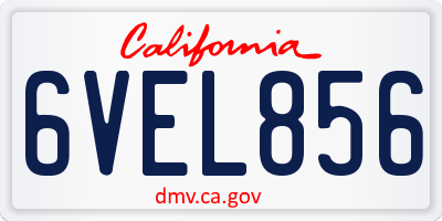CA license plate 6VEL856
