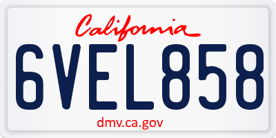 CA license plate 6VEL858