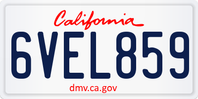 CA license plate 6VEL859