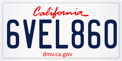 CA license plate 6VEL860