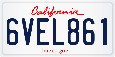 CA license plate 6VEL861