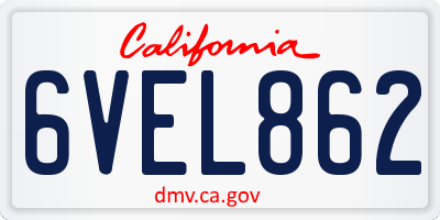 CA license plate 6VEL862