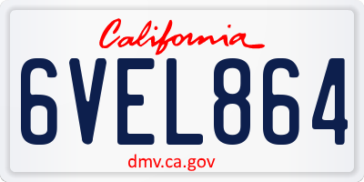 CA license plate 6VEL864
